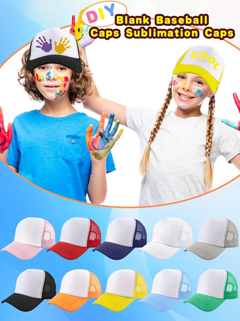 Skyebed 20 Pcs Trucker Hats Sublimation Baseball Caps Adjustable Blank Mesh Hats for Kids Family Outing Park Sports Activities - Image 3